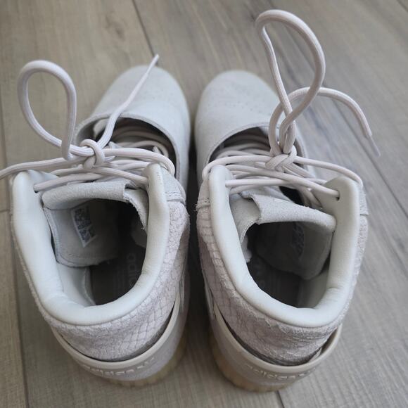 Adidas Tubular Invader Strap Cream Snake High Top Sneakers Men Sz 10.5 BB8943 - Picture 8 of 16